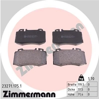 Bilde av ZIMMERMANN 23271.175.1 Bremseklosser klargjort for slitasjeindikator Bildet viser leveranseinnholdet MERCEDES BENZ: E Klasse T modell, Sedan