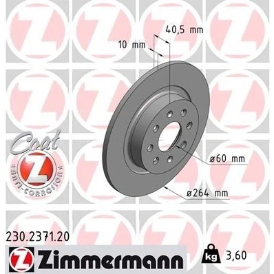 Bilde av ZIMMERMANN COAT Z 230.2371.20 Bremseskiver 264 10 8/4 4 100 fullt ut belagt OPEL: Corsa E Hatchback, Adam, FIAT: Punto Evo Hatchback