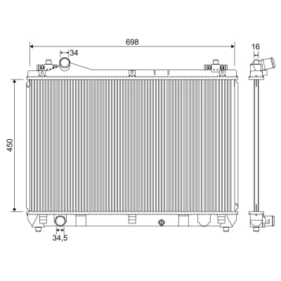 Bilde av VALEO 701243 Radiator Aluminium 450 698 16 uten hette Kjøleribber loddet SUZUKI: Grand Vitara 2 SUV