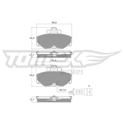 Bilde av TOMEX brakes TX 10 671 Bremseklosser bakaksel inkl. slitasjevarselkontakt FORD: Sierra Mk2 Hatchback, Mk1 Sedan