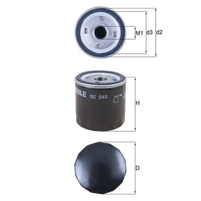 Bilde av MAHLE ORIGINAL OC 243 Oljefilter med en retursperreventil Påskruingsfilter ALFA ROMEO: 147, PEUGEOT: J5 Flatvogn lastebil/Chassis
