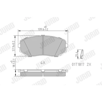 Bilde av JURID 572640J Bremseklosser med akustisk slitasjevarsel uten tilbehør MAZDA: CX 7, FORD USA: Edge, MITSUBISHI: Eclipse Cross