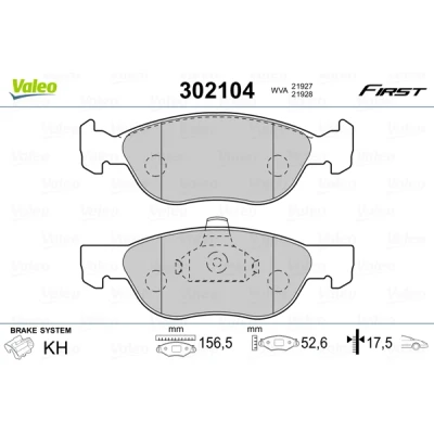 Bilde av VALEO 302104 Bremseklosser FIRST framaksel ekskl. slitasjevarselkontakt uten antiskrike blikk FIAT: Punto II Hatchback