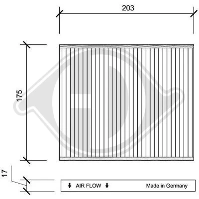 Bilde av DIEDERICHS DCI1108 Kupéfilter Karbonfilter 203 175 17 Climate FIAT: 500 Hatchback, ABARTH: / 595 695 FORD: KA Hatchback
