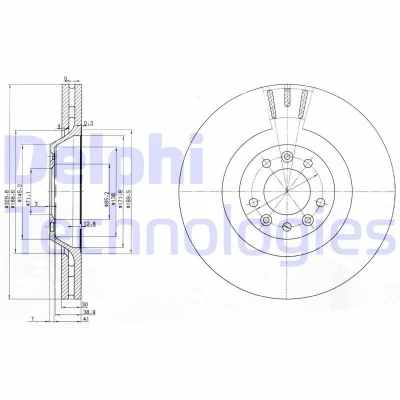 Bilde av DELPHI BG9844 Bremseskiver 329 30 5 ventilert oljet ubehandlet uten hjullager, ABS sensorring CITROËN: C5 III Stasjonsvogn, 3, C6 Sedan