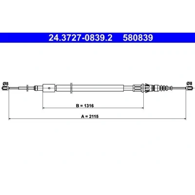 Bilde av ATE 24.3727 0839.2 Bremsekabel 2115 PEUGEOT: 307 SW