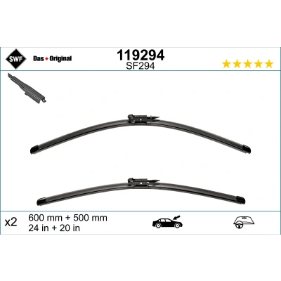 Bilde av Vindusvisker Swf Visioflex 119294 foran Rammeløs LAND ROVER: Freelander 2 Van, SUV, FORD: Kuga Mk3