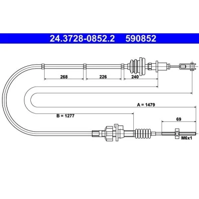 Bilde av ATE 24.3728 0852.2 Koplingskabel PEUGEOT: 107 Hatchback