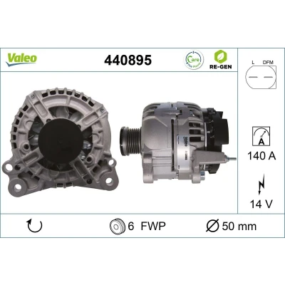 Bilde av VALEO 440895 Dynamo 14V 140A VOLKSWAGEN: Caddy 3, Polo V Hatchback, Golf Plus / Crossgolf, SKODA: Octavia 2 Combi, Fabia 2, II Hatchback