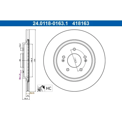 Bilde av ATE Bremseskive 314,0mm 18,0mm 5 114,3mm ventilert belagt høy karbon 24.0118 0163.1 Bremseskiver, Skivebremser
