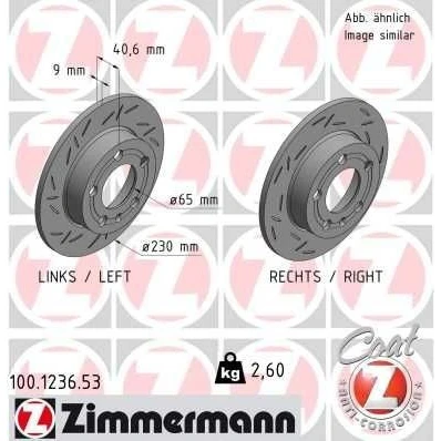 Bilde av ZIMMERMANN BLACK Z 100.1236.53 Bremseskiver 230 9 6/5 5 100 fullt ut, med sliss belagt VOLKSWAGEN: Golf 4, Polo V Hatchback, IV Hatchback