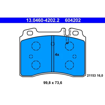 Bilde av ATE 13.0460 4202.2 Bremseklosser klargjort for slitasjeindikator, ekskl. slitasjevarselkontakt MERCEDES BENZ: W124 Sedan, E Klasse T modell