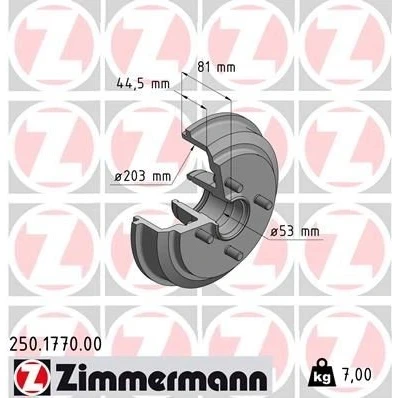 Bilde av ZIMMERMANN 250.1770.00 Bremsetrommel 243 FORD: FIESTA 5