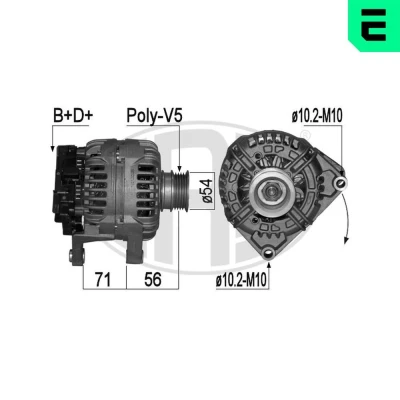 Bilde av ERA 209096A Dynamo 14V 120A OPEL: Astra H Caravan, Zafira B, Meriva A, ALFA ROMEO: 159 Sportwagon, Sedan, FIAT: Croma II Stasjonsvogn