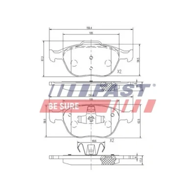 Bilde av FAST FT29546 Bremseklosser framaksel ekskl. slitasjevarselkontakt FORD: Transit Connect Mk1 Van, Focus Hatchback, Stasjonsvogn
