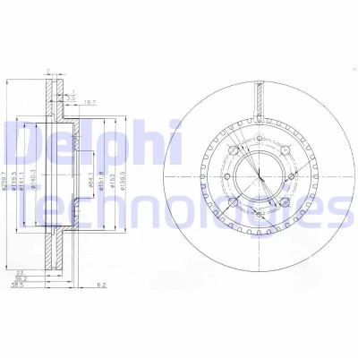 Bilde av DELPHI BG3965 Bremseskiver 260 23 4 ventilert oljet ubehandlet uten hjullager, ABS sensorring HONDA: CIVIC 7 Hatchback
