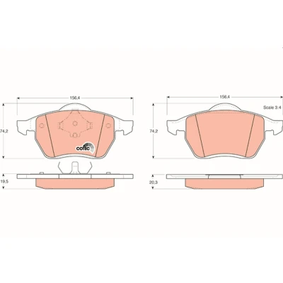 Bilde av TRW COTEC GDB1204 Bremseklosser ikke klargjort for slitasjeindikator FORD: Galaxy Mk2 MPV, Mk1 VOLKSWAGEN: Sharan I, SEAT: Alhambra I