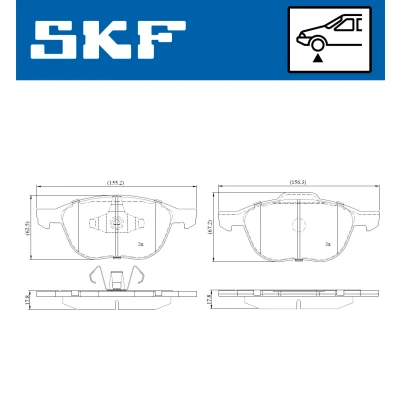 Bilde av SKF VKBP 80262 Bremseklosser ikke klargjort for slitasjeindikator VOLVO: V40 Hatchback