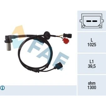 Bilde av FAE 78063 ABS Sensor framaksel induktiv 2 1025 AUDI: A4 B5 Avant, Sedan, VOLKSWAGEN: Passat GP Stasjonsvogn, Sedan