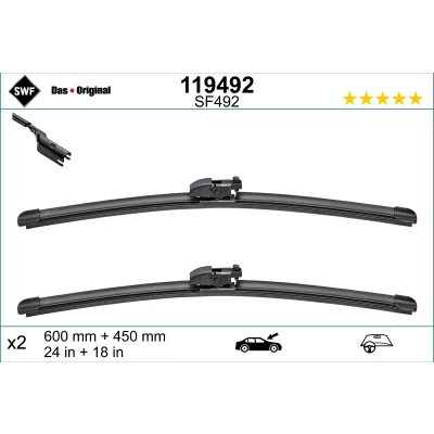 Bilde av Vindusvisker Swf 119492 foran Flatt viskeblad MAZDA: 6 Stasjonsvogn, CX 5 II, Sedan