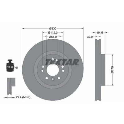 Bilde av TEXTAR PRO+ 92150605 Bremseskiver 330 32 05/08 112 innvendig ventilert belagt høy karbon uten hjulfestebolt, hjulnav MERCEDES BENZ: ML Klasse