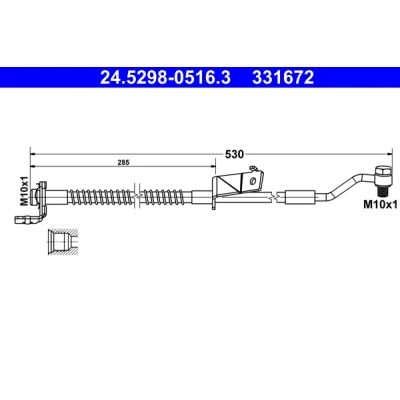 Bilde av ATE 24.5298 0516.3 Bremseslange 530 M10x1 HYUNDAI: i20 I Hatchback