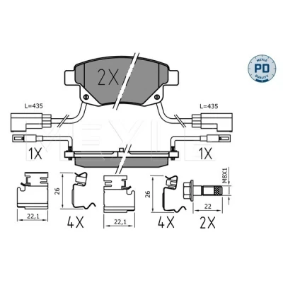 Bilde av MEYLE 025 244 8617/PD Bremseklosser PD Quality bakaksel inkl. slitasjevarselkontakt med antihyle blikk FORD: Transit Mk6 Van