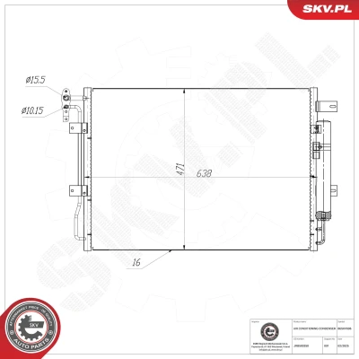 Bilde av Kondensator, klimaanlegg Esen skv 86SKV506 land rover discovery iv, van range sport i OE JRB500250, JRB500270, LR015556