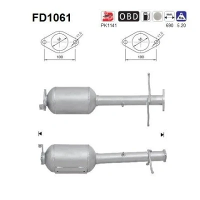 Bilde av AS FD1061 Partikkelfilter Cordierit FORD: Transit Connect Mk1 Van