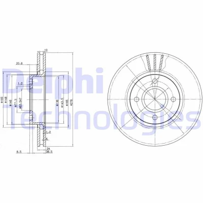 Bilde av DELPHI BG3056 Bremseskiver 278 24 4 ventilert oljet ubehandlet uten hjullager, ABS sensorring FORD: MONDEO 1 Kombi
