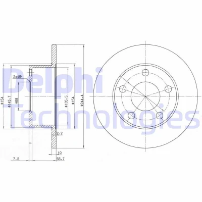 Bilde av DELPHI BG2746 Bremseskiver 245 10 5 fullt ut oljet ubehandlet uten hjullager, ABS sensorring AUDI: A6 C5 Avant, C4 Sedan