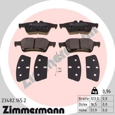 Bilde av ZIMMERMANN 23482.165.2 Bremseklosser Bildet viser leveranseinnholdet PEUGEOT: 508 I SW, Sedan