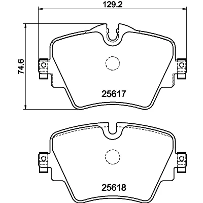 Bilde av HELLA 8DB 355 023 131 Bremseklosser klargjort for slitasjeindikator med bremsecaliperskruer BMW: 2 Active Tourer, Gran X1, MINI: Hatchback