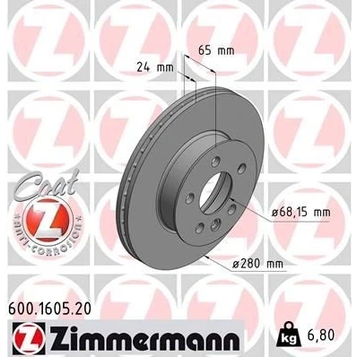 Bilde av Bremseskive ZIMMERMANN 600.1605.20
