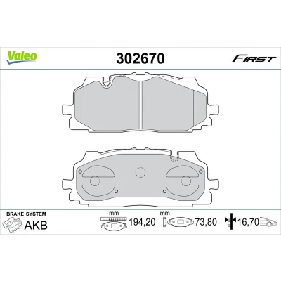Bilde av VALEO 302670 Bremseklosser framaksel ekskl. slitasjevarselkontakt med antihyle blikk AUDI: Q7, A4 B9 Avant, A5 Sportback