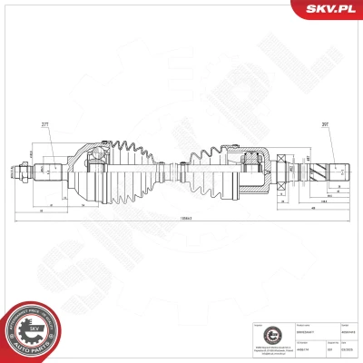 Bilde av Drivaksel, Framaksel høyre Esen skv 40SKV418 nissan, opel, renault OE 4406174, 4411698, 7711135440