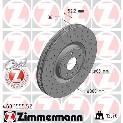 Bilde av ZIMMERMANN SPORT COAT Z 460.1555.52 Bremseskiver 360 36 6/5 5 112 innvendig ventilert, hullet belagt høy karbon PORSCHE: Macan