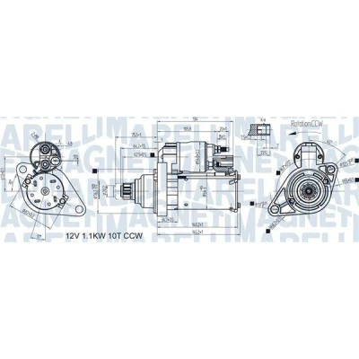 Bilde av MAGNETI MARELLI 063721470010 Starter 12 1,1 10 VOLKSWAGEN: Touran I, Passat B6 Variant, Golf 5, SKODA: Octavia 2 Combi, AUDI: A3 Sportback