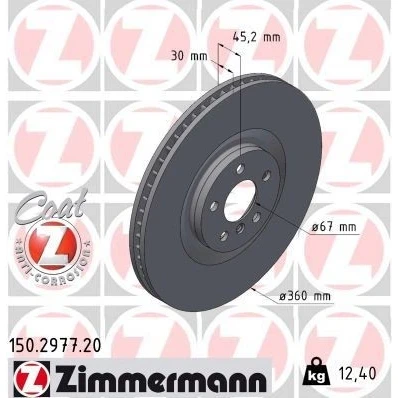 Bilde av ZIMMERMANN 150.2977.20 Bremseskiver 360 30 6/5 5 112 innvendig ventilert belagt høy karbon MINI: Hatchback
