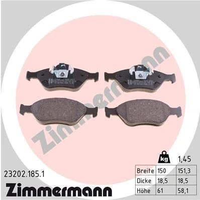 Bilde av ZIMMERMANN 23202.185.1 Bremseklosser Bildet viser leveranseinnholdet FORD: FIESTA 5