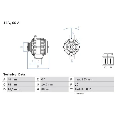 Bilde av BOSCH 0 986 080 320 Dynamo 14V 90A MAZDA: 6 Hatchback