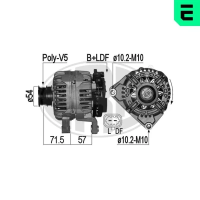 Bilde av ERA 209081A Dynamo 14V 100A OPEL: Astra H Caravan, Zafira B, Vectra C Caravan
