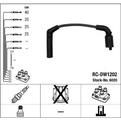 Bilde av NGK 6020 Pluggledninger 4 CHEVROLET: Aveo / Kalos Sedan
