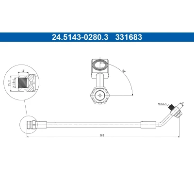 Bilde av ATE 24.5143 0280.3 Bremseslange 300 M10x1 VOLKSWAGEN: GOLF 7, 6, Sharan II, AUDI: A3 Sportback