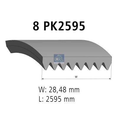 Bilde av DT Spare Parts 1.21852 Kileribberem 2595mm 8 EPDM (etyl propylen dien gummi)