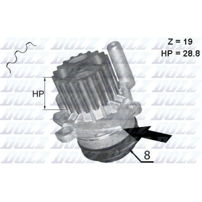 Bilde av DOLZ A224 Vannpumpe med fordamper VOLKSWAGEN: Multivan 5 (7HM, Transporter 5, Touran I, AUDI: A4 B8 Avant, Sedan, A6 C7 SKODA: Fabia 2