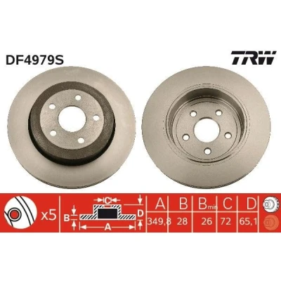 Bilde av TRW DF4979S Bremseskiver 350 28 5 127 ventilert spraylakkert høy karbon