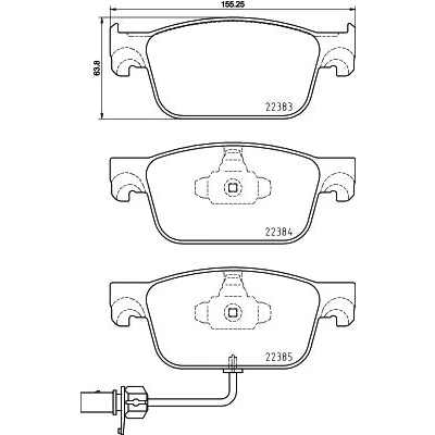 Bilde av HELLA 8DB 355 024 951 Bremseklosser inkl. slitasjevarselkontakt AUDI: A4 B9 Avant, A5 Sportback, Allroad