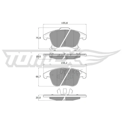 Bilde av TOMEX brakes TX 17 75 Bremseklosser framaksel med akustisk slitasjevarsel FORD: Mondeo 5, 5 Kombi, S Max Mk2