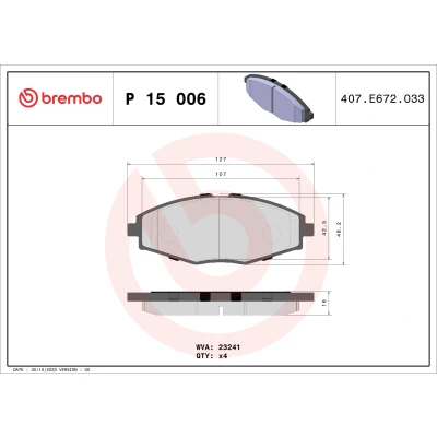 Bilde av BREMBO P 15 006 Bremseklosser ekskl. slitasjevarselkontakt uten tilbehør DAEWOO: Lanos Sedan
